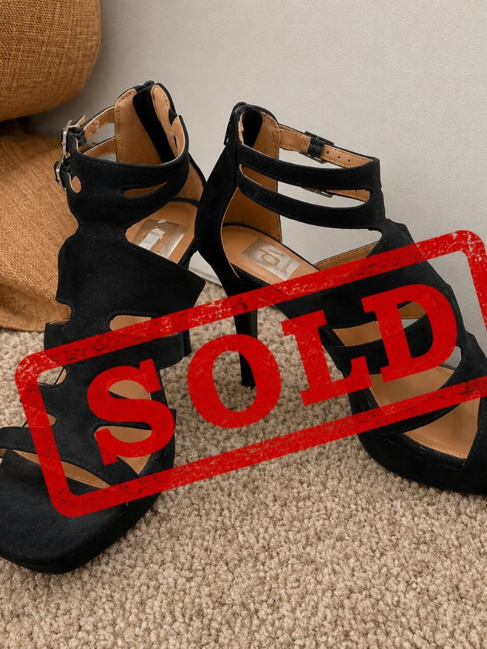 Dolce Vita Black Vegan Suede cage heels euc 8.5